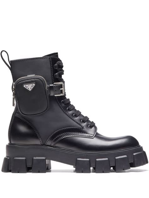 prada lace up boot|prada ankle pouch combat boots.